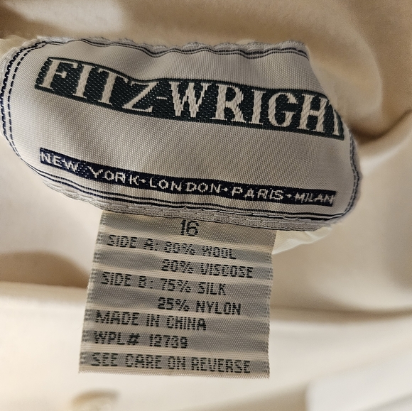 NWT - Fitz-Wright Wool Blend Winter White Reversible Coat - Size 16 - Picture 9 of 12